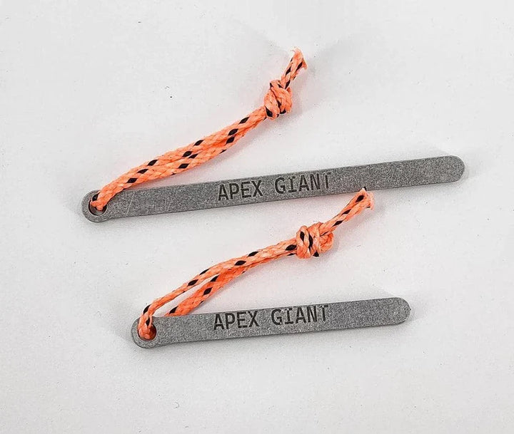 Bear bag toggle set with two grey bars and orange braided cord loops