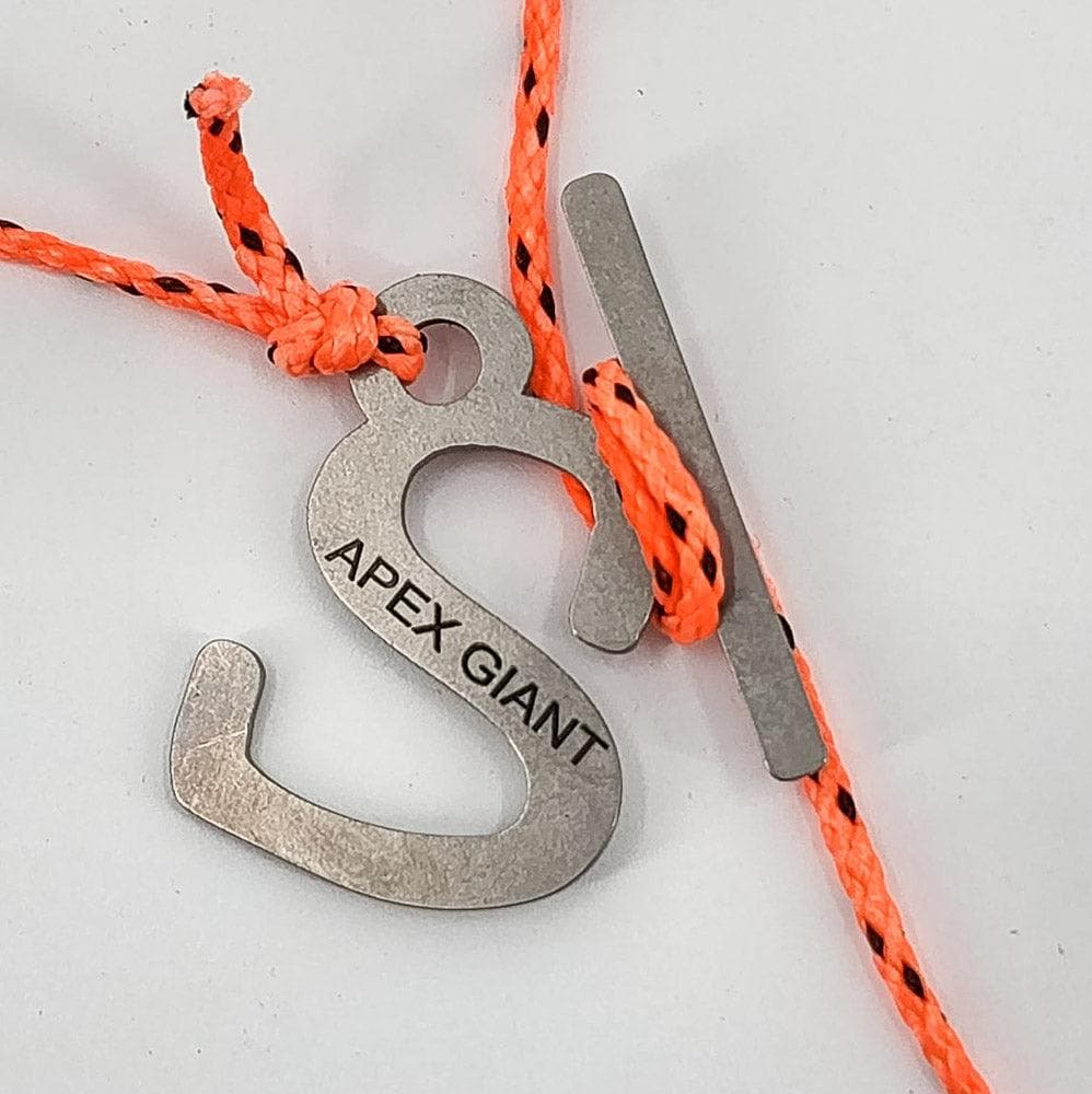 Apex Giant speed hanger hardware with orange braided rope and metal clip