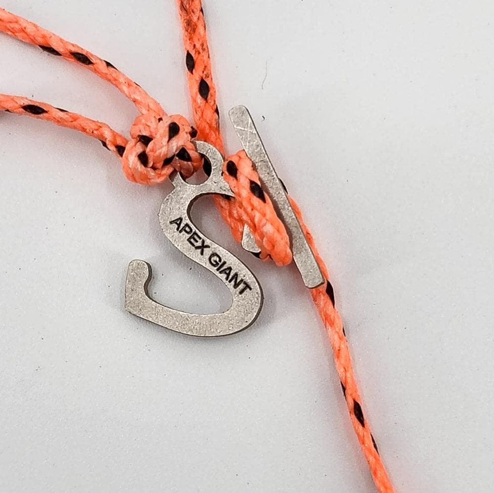 Speed hanger with Apex Giant engraving and orange braided rope loops