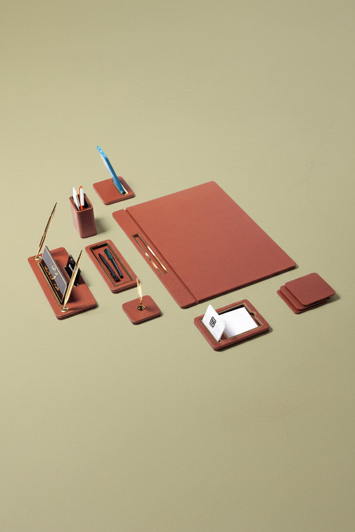 Capella Leather Desk Set Taba 8 Pieces Covered Model