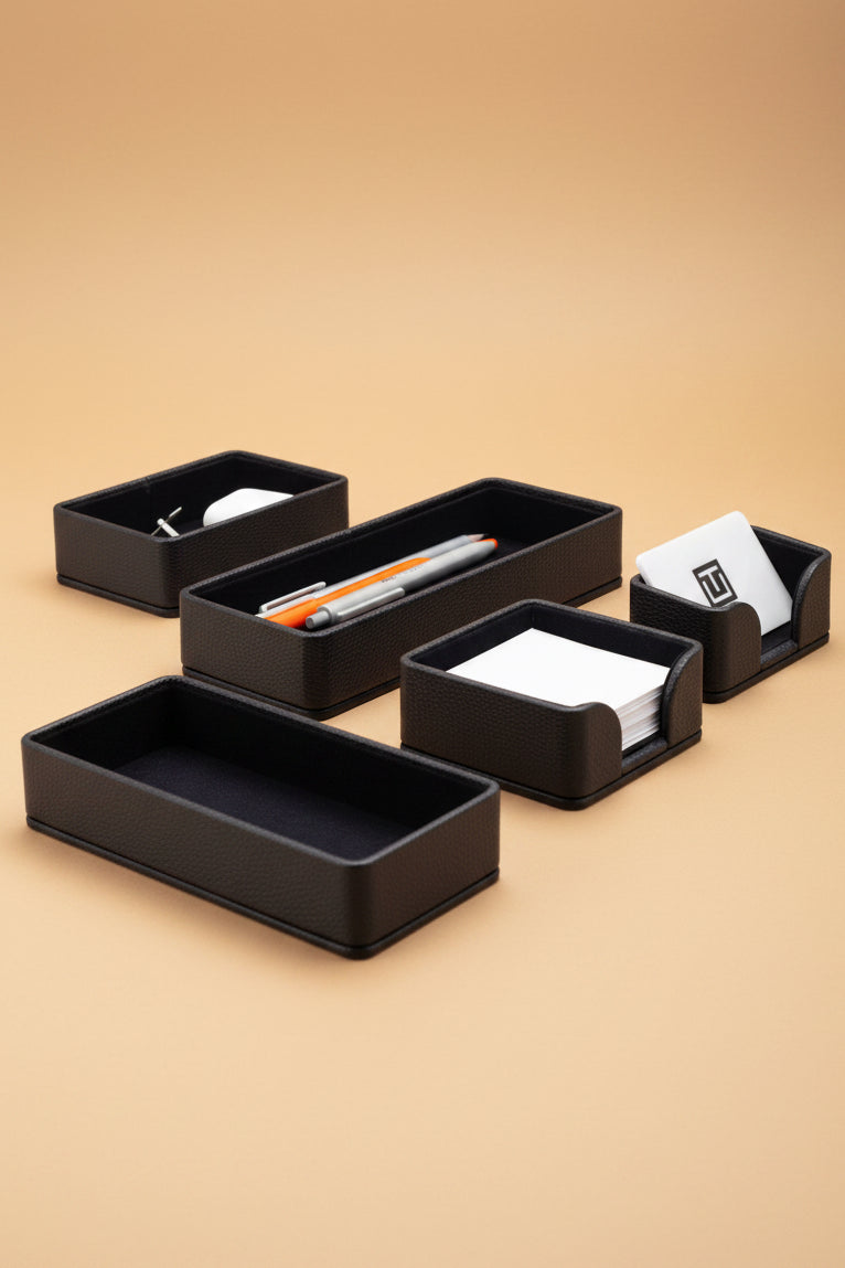 Felix Desktop Leather Organizer Set 4 Pieces Black
