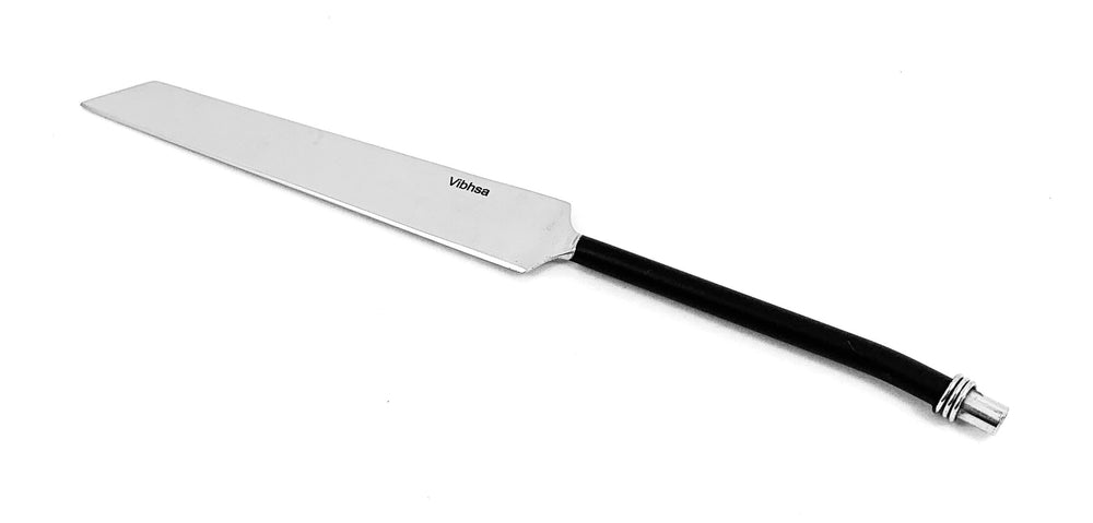 Cake knife with black twisted handle and stainless-steel blade