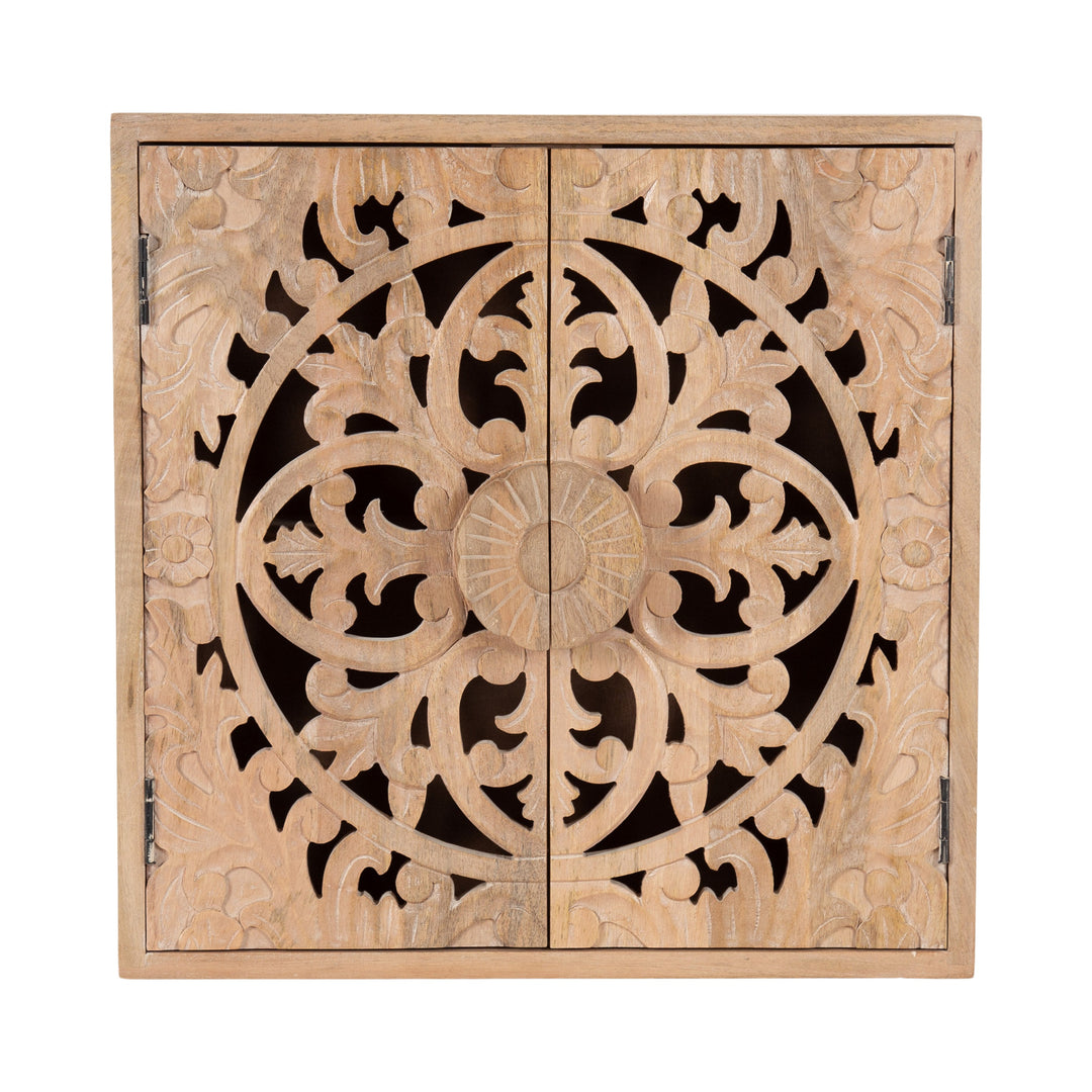 Saanvi Carved Wood Wall Cabinet