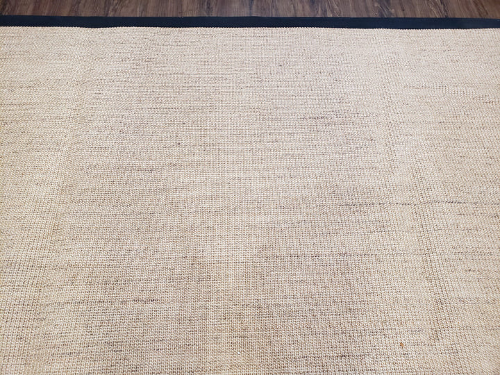 Jute Rug 8x10, Natural Jute Fiber Area Rug, Natural Sisal Area Rug with Black Border, 8x10 Carpet, Solid Jute Rug 8 x 10, Farmhouse Rug