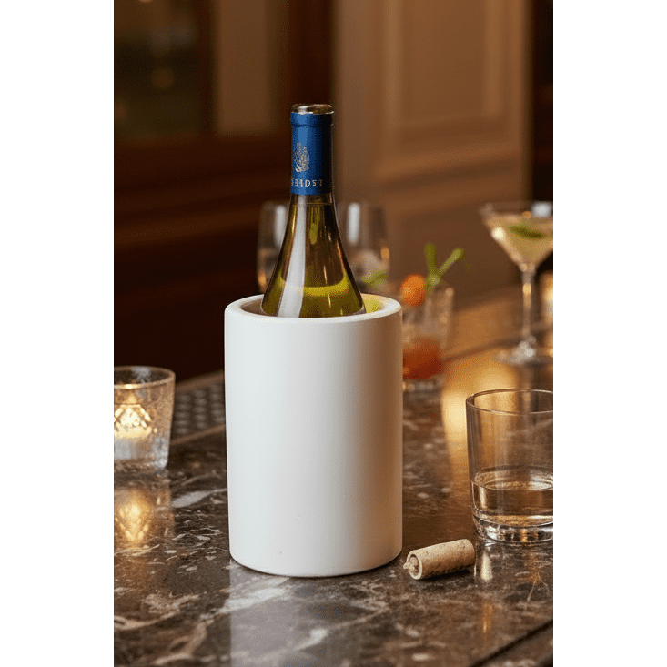 Concrete Utensil Holder / Concrete Wine Chiller: White — Serveware, [material], Port Living Co.