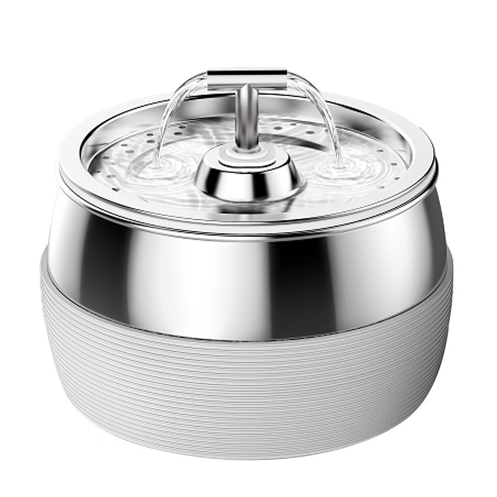 Stainless steel pet water dispenser lid with central nozzle and water circulation