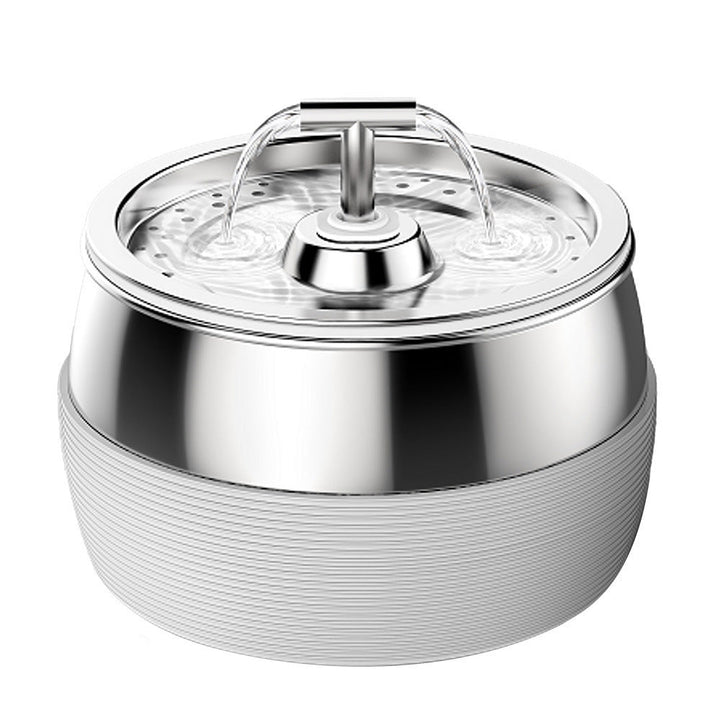 Stainless steel pet water dispenser lid with central nozzle and water circulation
