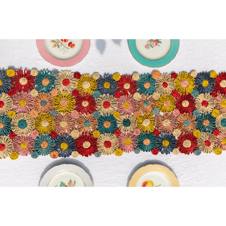 Handwoven Fleur Raffia Table Runner
