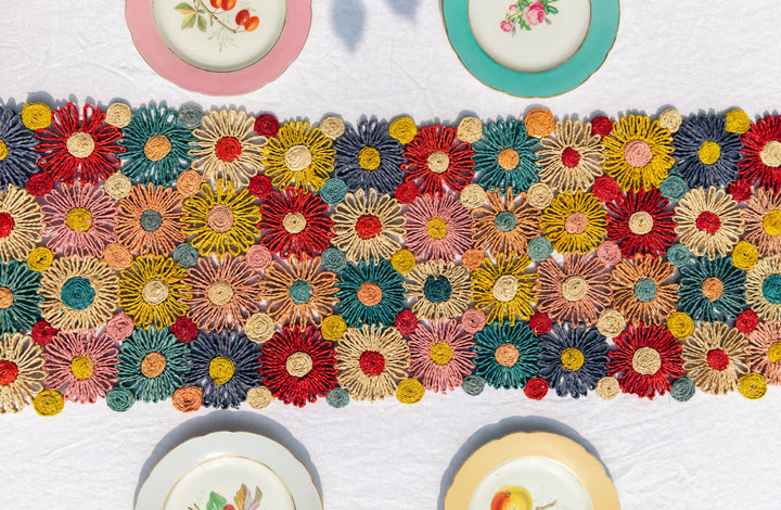 Handwoven Fleur Raffia Table Runner