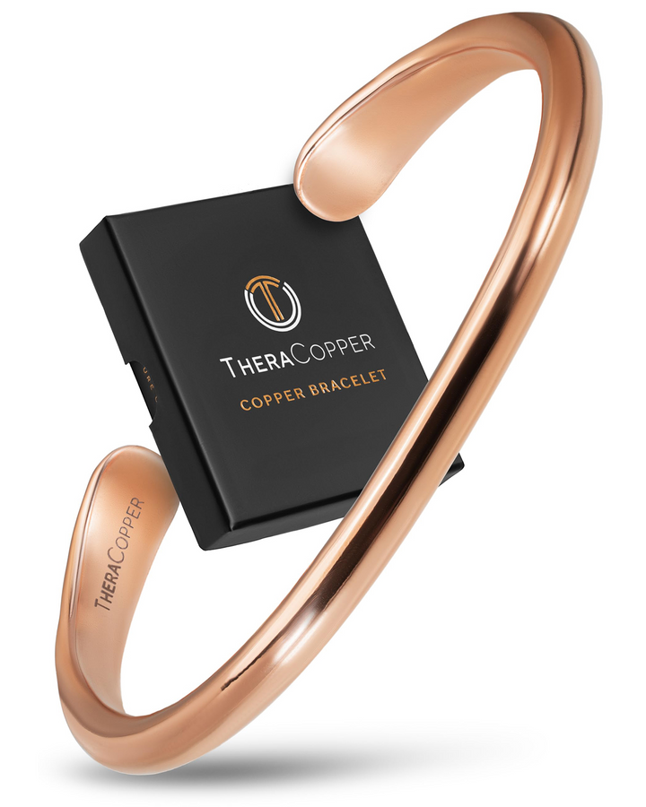 Copper cuff bracelet with barrel shape, solid rose-gold copper finish