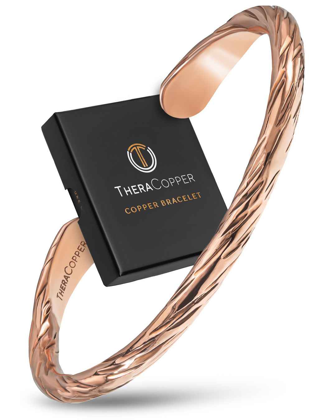 Distressed solid copper cuff bracelet with braided texture, open bangle style