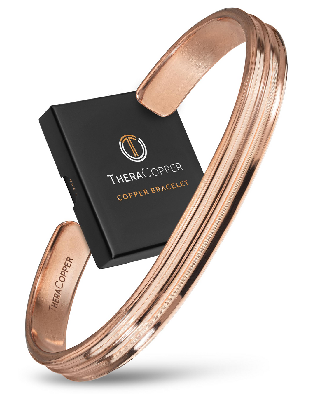 Tiered solid copper cuff bracelet, polished rose-gold tone