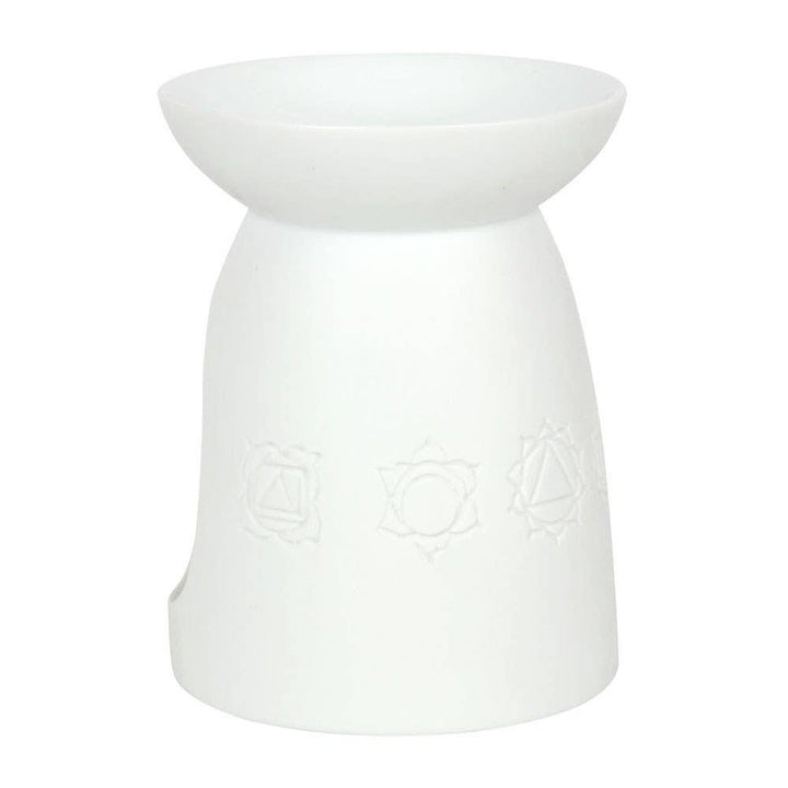 White Ceramic Seven Chakra Tealight Wax Warmer