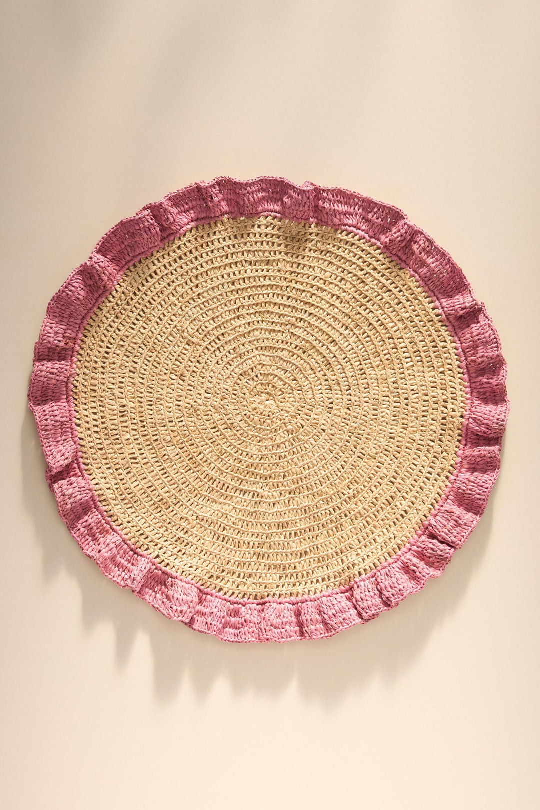 Handwoven Raffia Ruffle Placemat