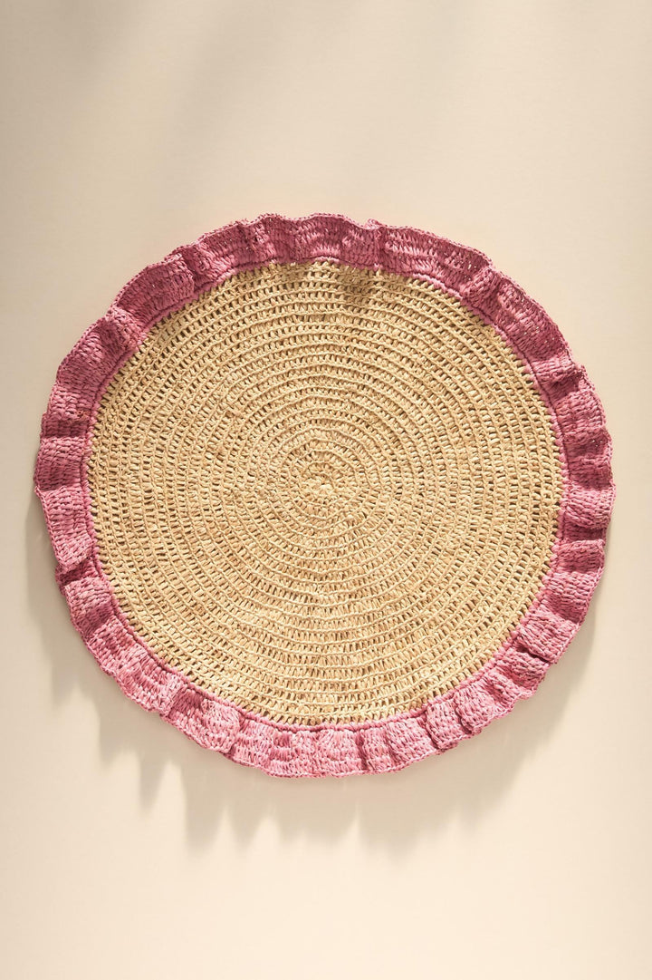Handwoven Raffia Ruffle Placemat