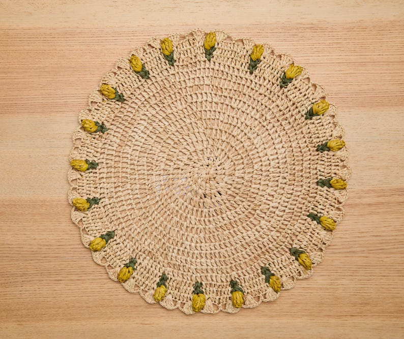Handmade Raffia Tulip Placemat