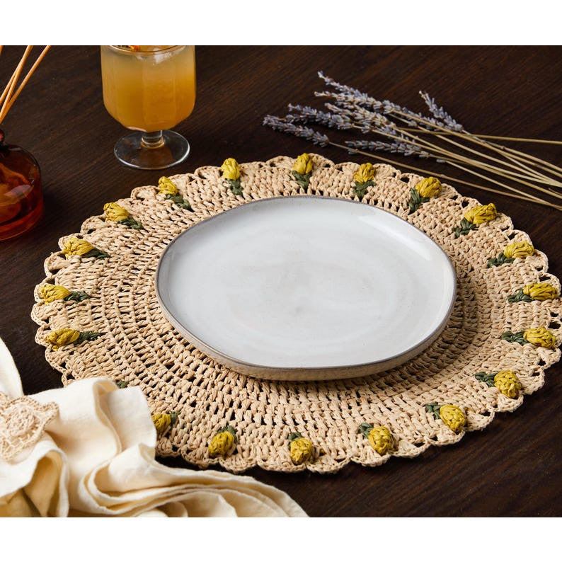 Handmade Raffia Tulip Placemat