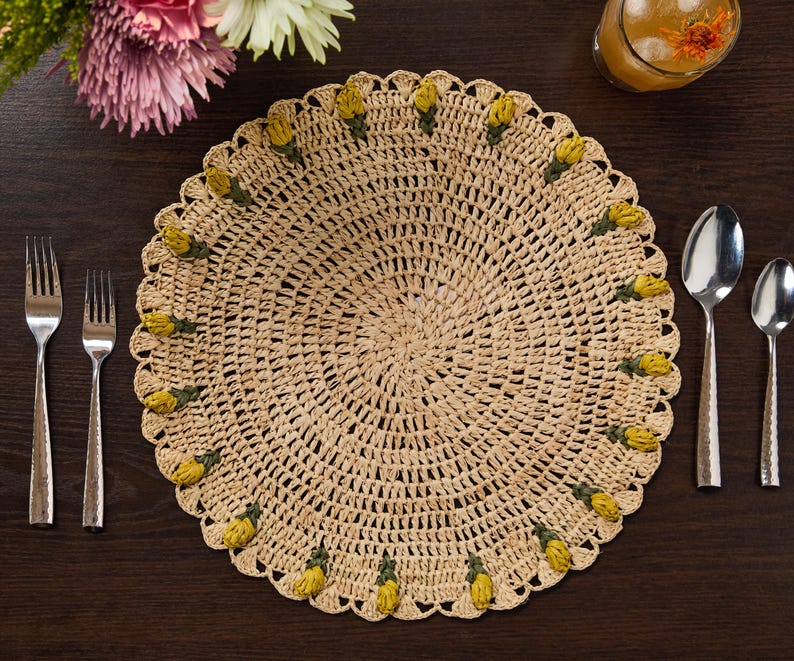 Handmade Raffia Tulip Placemat