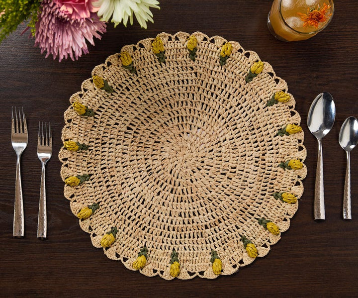 Handmade Raffia Tulip Placemat