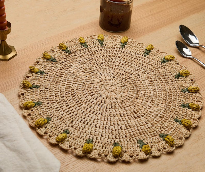 Handmade Raffia Tulip Placemat
