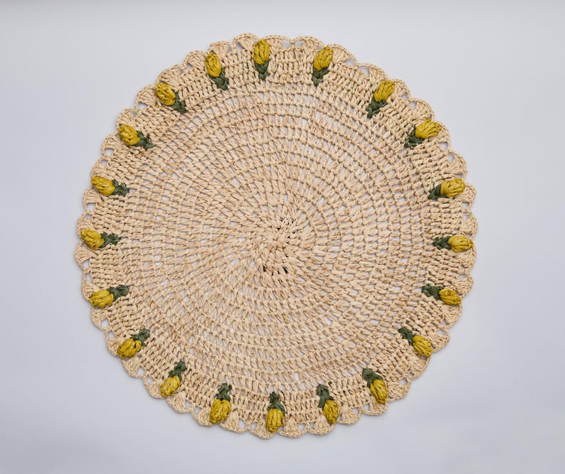 Handmade Raffia Tulip Placemat