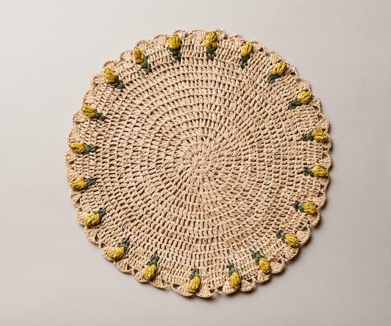 Handmade Raffia Tulip Placemat