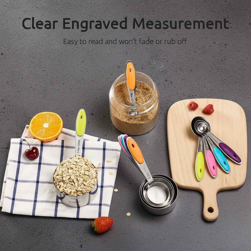 Stainless Steel Measuring Cups & Spoons Set — 10‑Piece