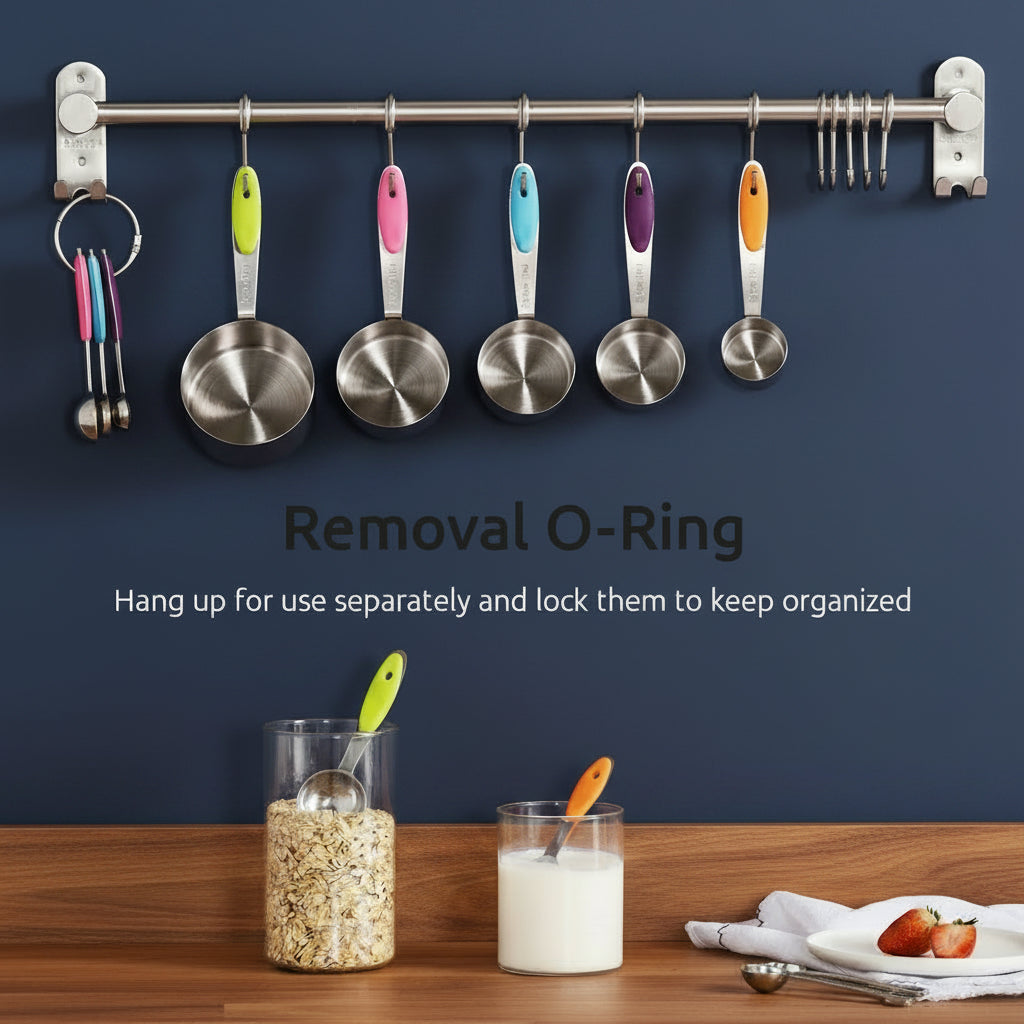 Stainless Steel Measuring Cups & Spoons Set — 10‑Piece