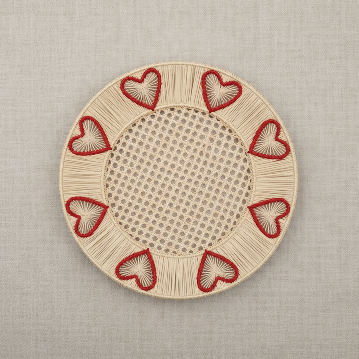 Valentine Hearts Handwoven Iraca Palm Placemat