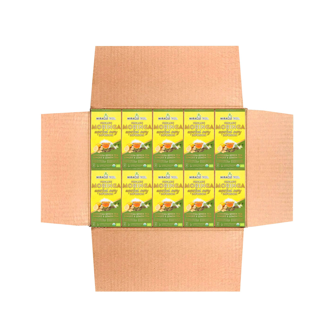 Organic Moringa Energy Tea - Ginger Lemon - Natural Coffee Alternative