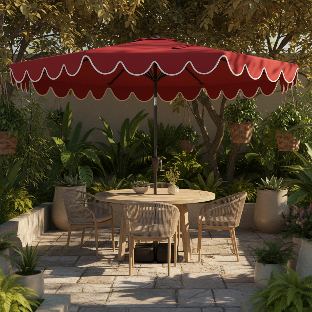 10 Feet Patio Umbrella with Weighted Base and Sandbags