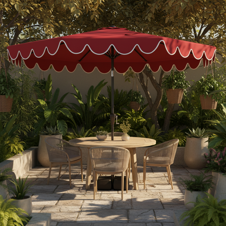 10 Feet Patio Umbrella with Weighted Base and Sandbags