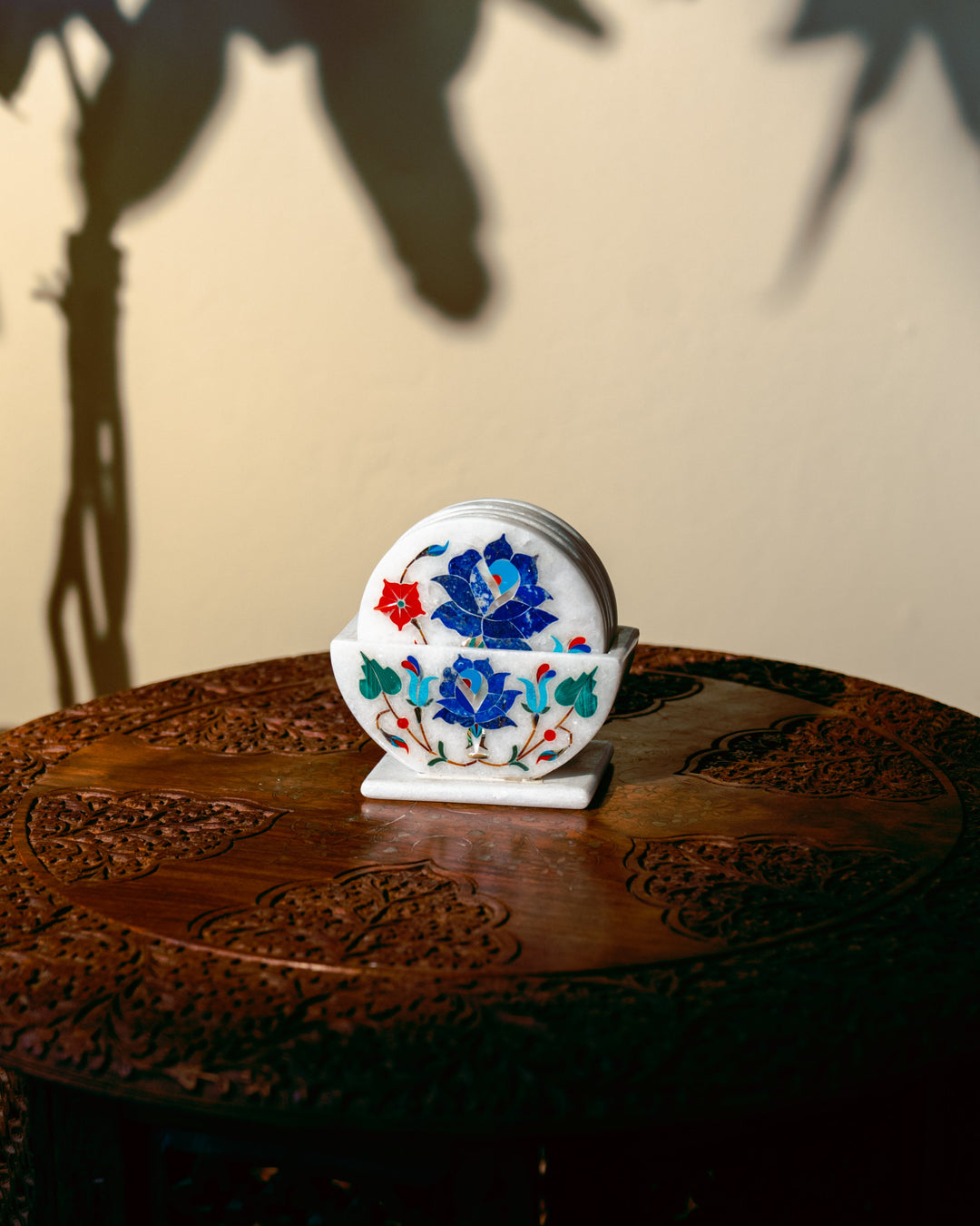 Lapis Lazuli Floral Coaster Set