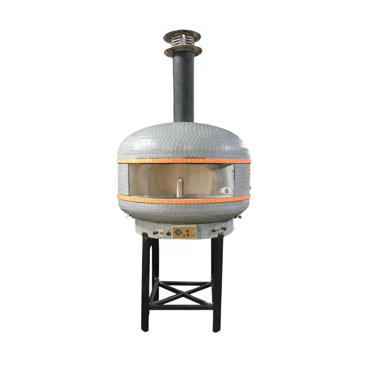 40-in wood-fired pizza oven with domed lava rock chamber and digital control panel