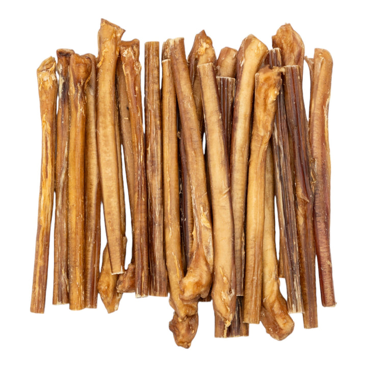 Jumbo beef bully sticks for dogs, 12-inch long brown chew sticks