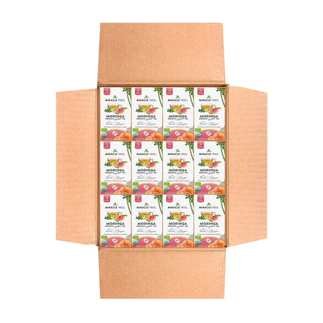 Organic Moringa Tea - Peach & Ginger - Caffeine-Free Herbal Tea