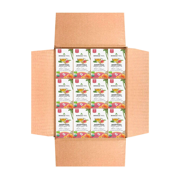 Organic Moringa Tea - Peach & Ginger - Caffeine-Free Herbal Tea