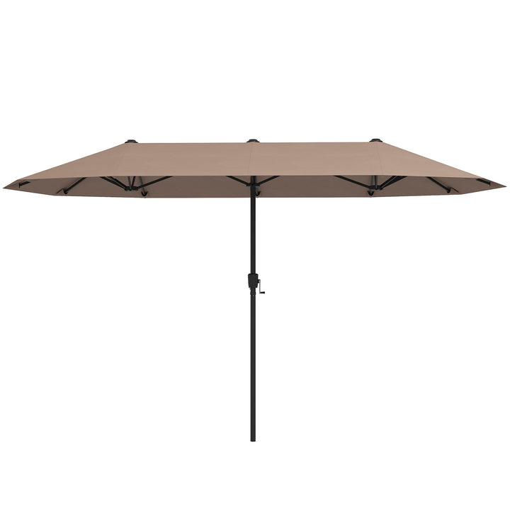 13 FT Large Patio Umbrella Outdoor Double-Sided Table Market Umbrella with Crank Handle-Beige