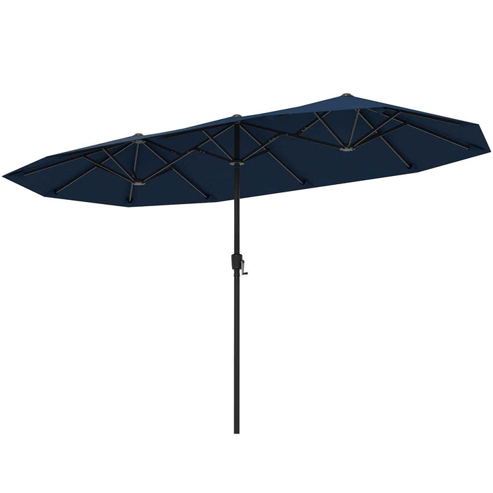 13 FT Large Patio Umbrella Outdoor Double-Sided Table Market Umbrella with Crank Handle-Beige