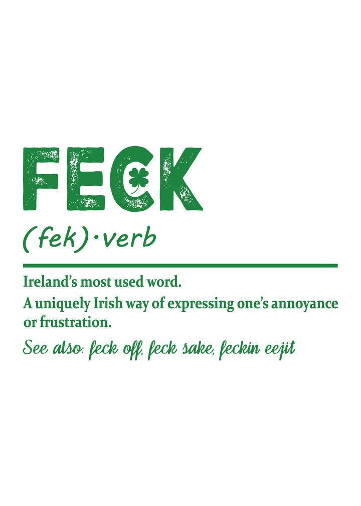 Green graphic T-shirt with large FECK logo and shamrock icon on front