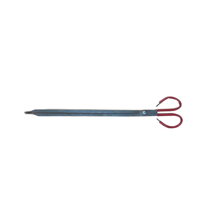 Forged steel wood pliers with long narrow jaws and red loop handle