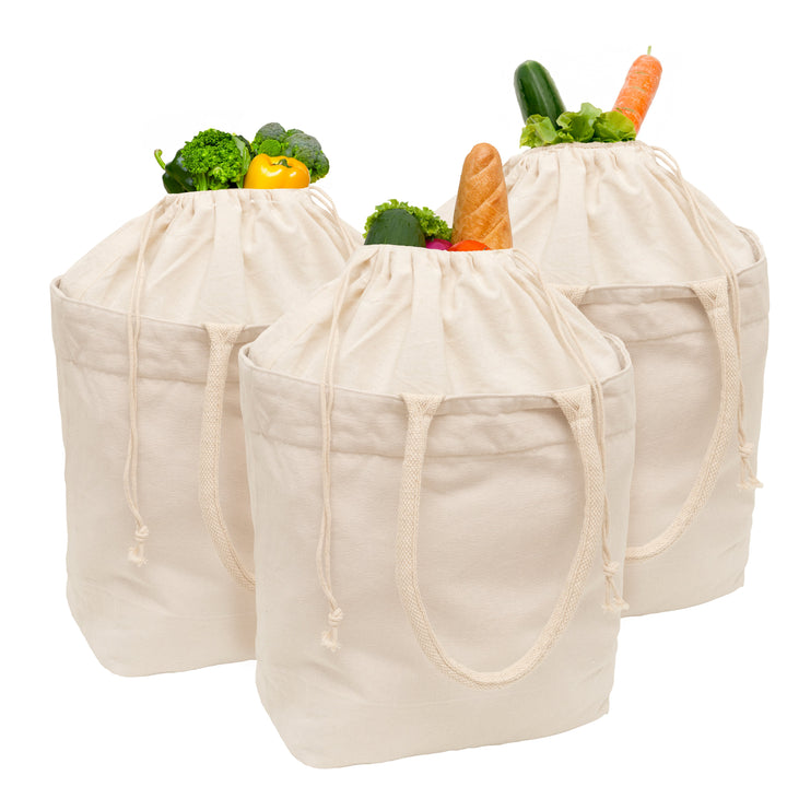 Organic Canvas Grocery Tote with Drawstring