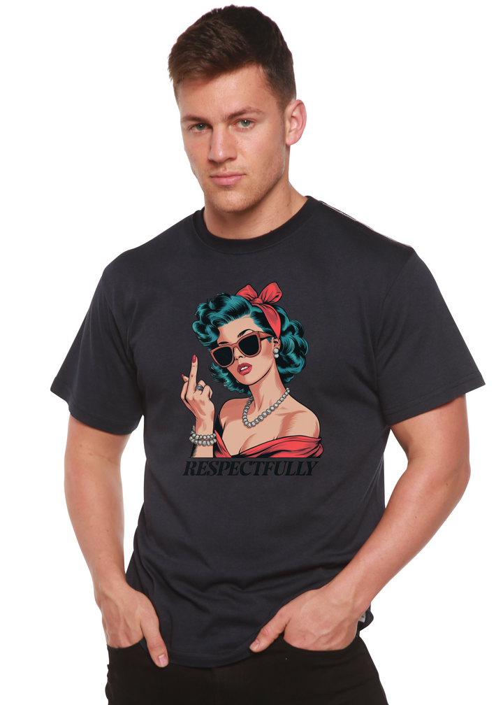 Unisex dark graphic t-shirt with pinup woman sunglasses and &