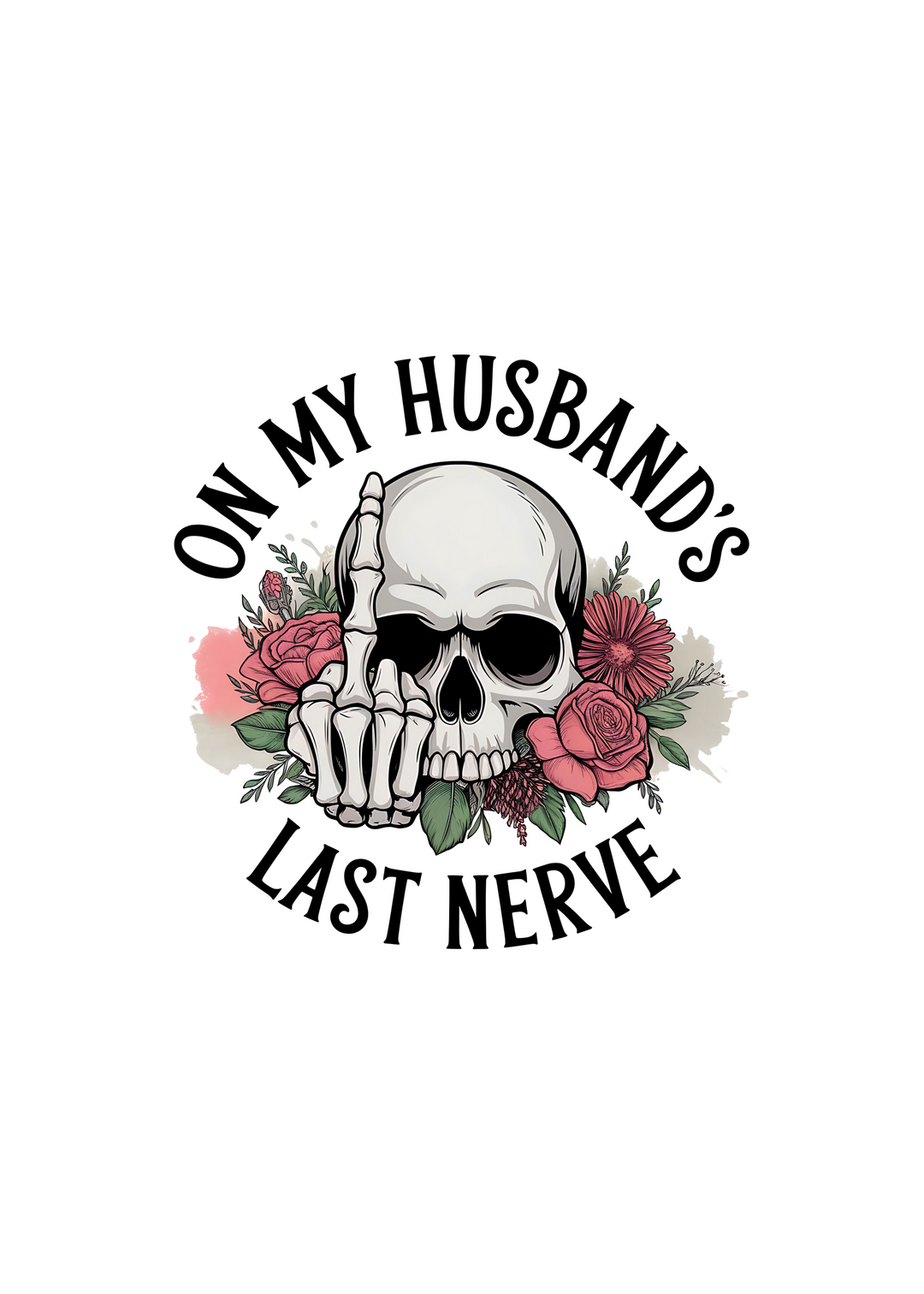 Skull and roses t-shirt graphic with &