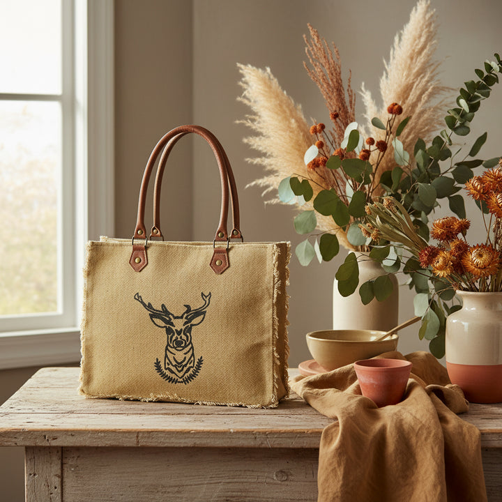 Nordic Charm Canvas Shoulder Tote Bag