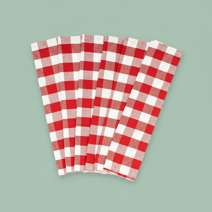 Cotton Plaid Kitchen Towels (Set of 6