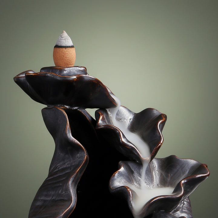 Small Lotus Backflow Smoke Incense Burner Ceramic Antique Tower Incense Burner