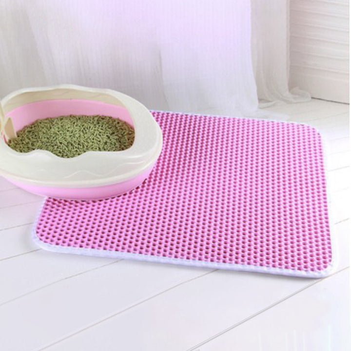 Pink EVA pet cat litter pad mat with honeycomb surface