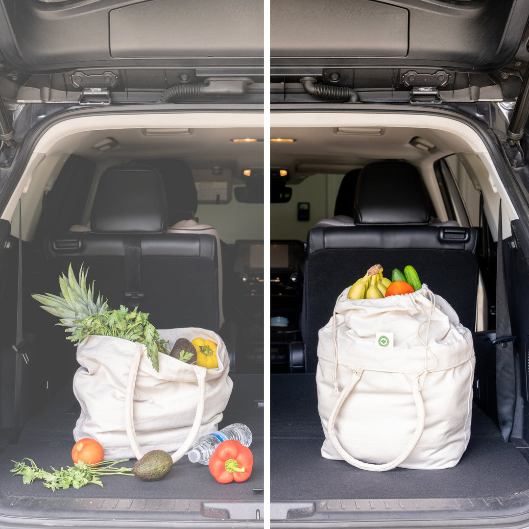 Organic Canvas Grocery Tote with Drawstring