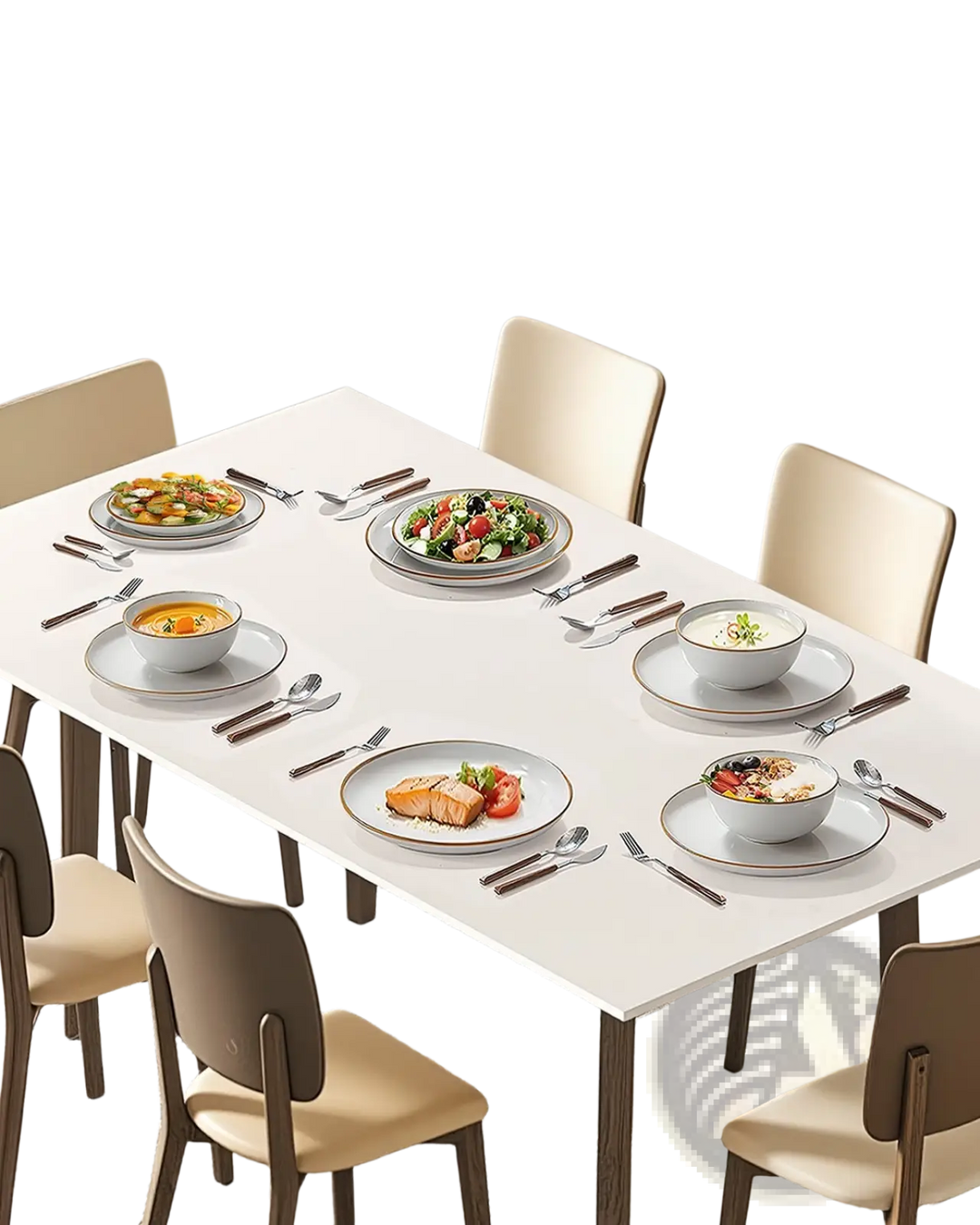 18 Piece White Ceramic Dinnerware Set with Gold Rim